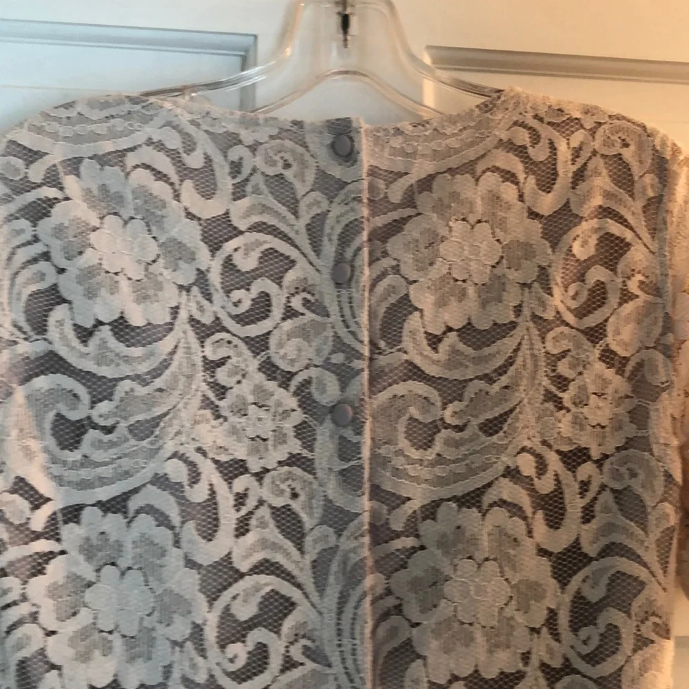 Garnet Hill Button Back Lace Top - Picture 2 of 6